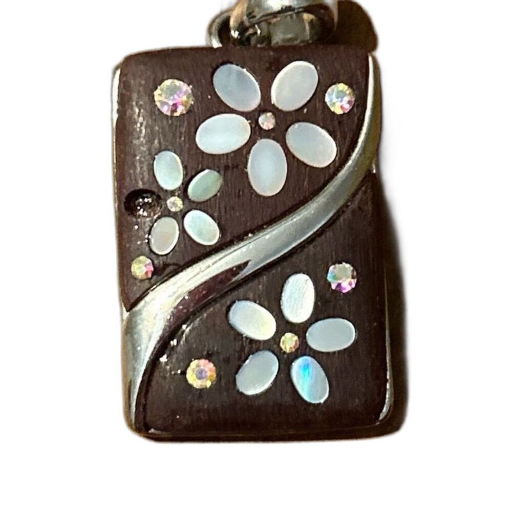 Lia Sophia Flowerbox Slide Pendant Mother of Pearl Crystals
